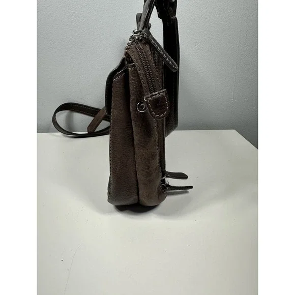 Vintage Fossil 1954 Crossbody Genuine Leather Bag Organizer Dark Brown 75082 - Picture 16 of 16